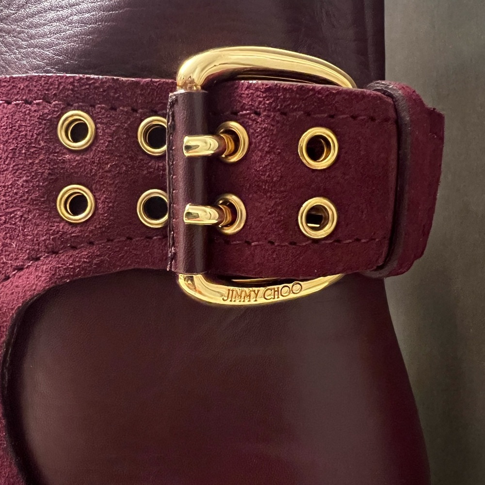 JIMMY CHOO.NWOT.AUTHENTIC.Major 85 Bordeaux Suede & Calf Leather Ankle Bootie.8. - Picture 7 of 10